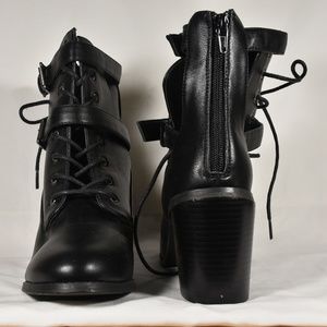 Forever 21 Black Heeled Boots with Zipper